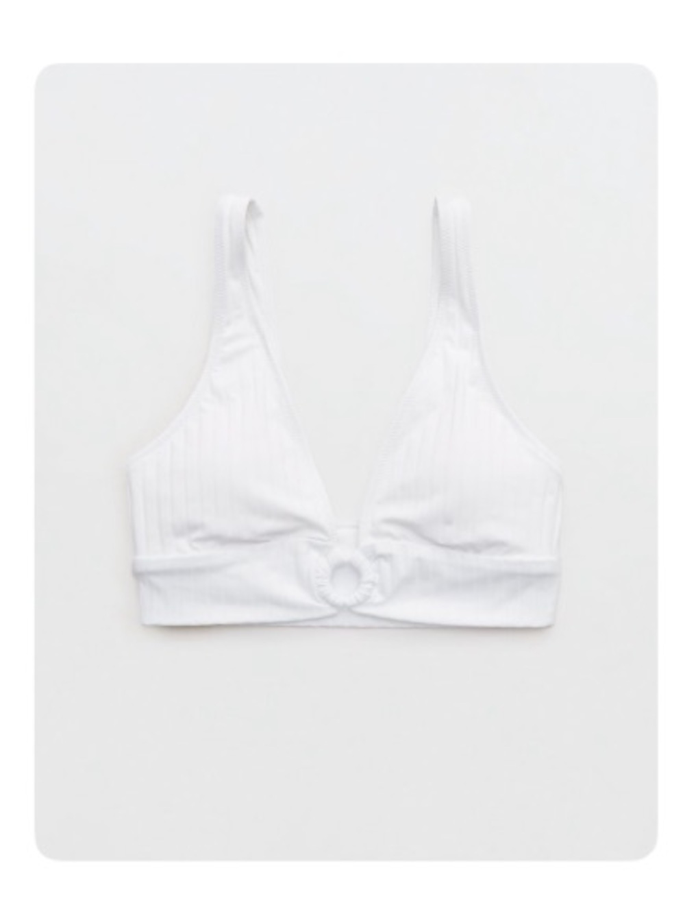 NWT Aerie Wide Ribbed Longline Plunge White Bikini Top